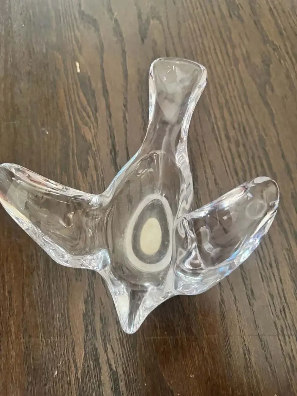 Blown Art Glass Pigeon Crystal Trinket Jewelry Dish/tea candle holder FRANCE